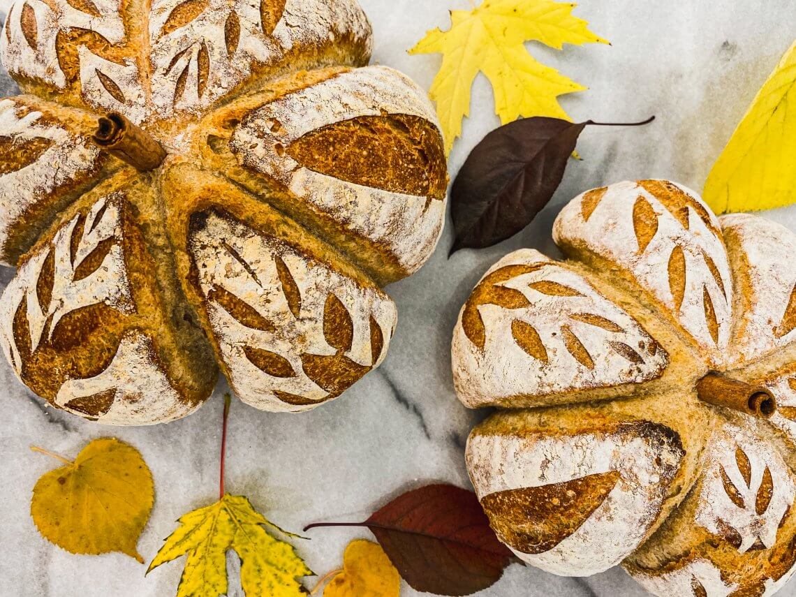 Pumpkin Shaped Sourdough Bread